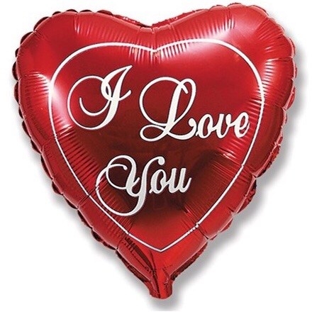 Воздушный шар Сердце 81 см с надписью "i love you" красный - фото 4859