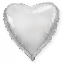 Фольгированный воздушный шар сердце 46 см "Серебро" - фото 4981