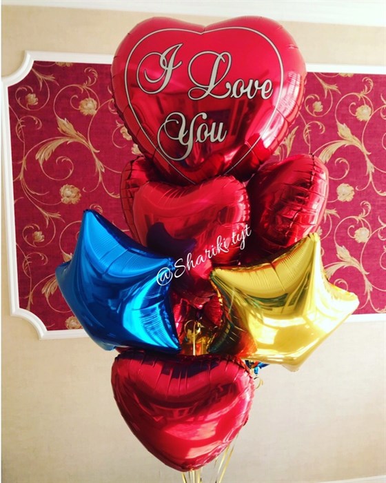 Композиция из воздушных шаров для второй половинки "I love you" на 14 февраля - фото 5045