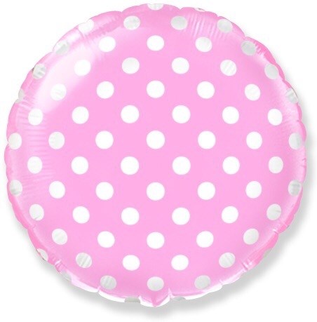 Воздушный шар круг 46см "горошек" розовый - фото 5098