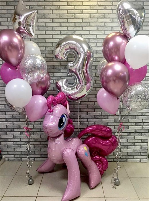 Воздушные шары на день рождения с ходячей фигурой пони "Пинки Пай" - фото 6616