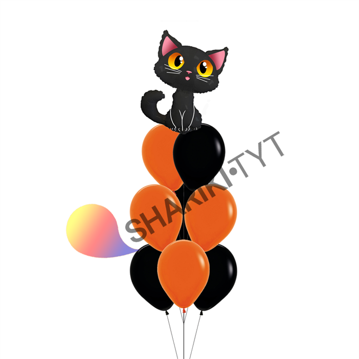Фонтан из шаров на Хэллоуин «Чёрная кошка» - фото 7644