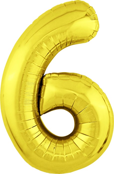 Воздушный шар в виде цифры "6",102 см золото - фото 8981