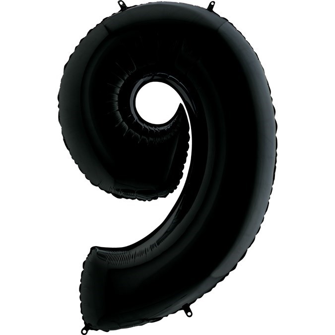 Воздушный шар цифра "9",102 см черный - фото 9162