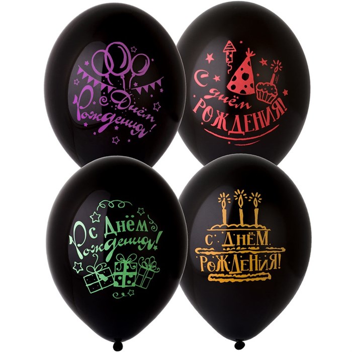 Латексные воздушные шары с днём рождения «Нео пати» - фото 9609