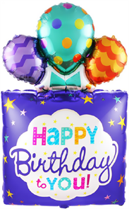 Воздушный шар "Подарок с днем рождения" синий
