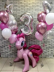 Воздушные шары на день рождения с ходячей фигурой пони "Пинки Пай"