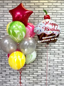 Набор из воздушных шаров с кексом “Happy birthday” 2425