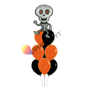 Фонтан из воздушных шаров на Хэллоуин «Скелет»