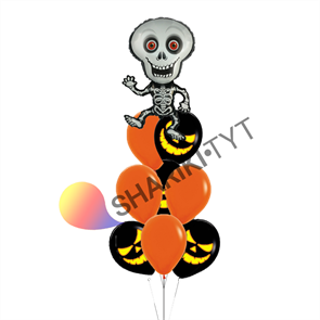 Фонтан из воздушных шаров «Танцующий скелет» на Хэллоуин