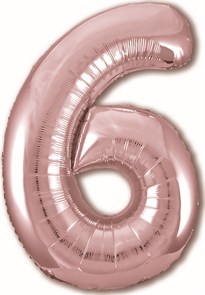 Воздушный шар в виде цифры "6",102 см розовое золото