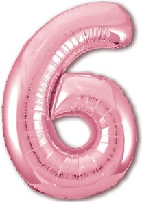 Воздушный шар в виде цифры "6",102 см розовый