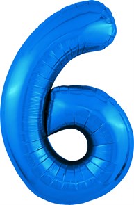Воздушный шар в виде цифры "6",102 см синий