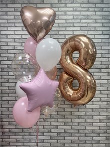 Фонтан из воздушных шариков с цифрой 