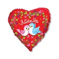 Воздушный шар Сердце 46см "Птички воркующие" для влюбленных - фото 6447