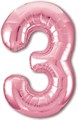 Воздушный шар цифра "3",102 см розовый - фото 8754