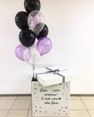 коробка сюрприз с воздушными шарами